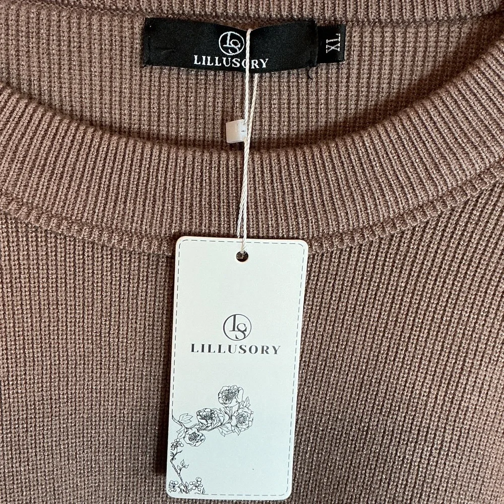 Lillusory Oversized Ribbed Sweater XL NWT Neutral Lounge Pullover - Picture 2 of 8